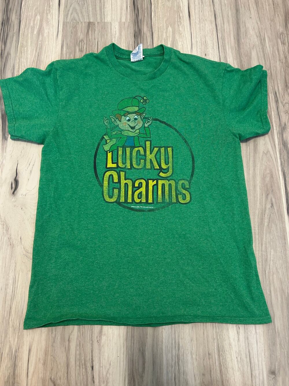 T-Shirt Men's Medium Green Lucky Charms Graphic Short Sleeve